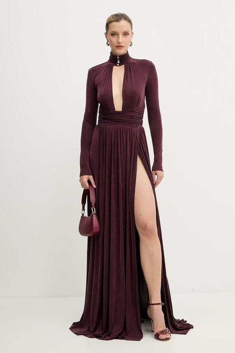 Elisabetta Franchi sukienka kolor bordowy maxi rozkloszowana ABR1656E2 - zdjęcie produktu nr 1