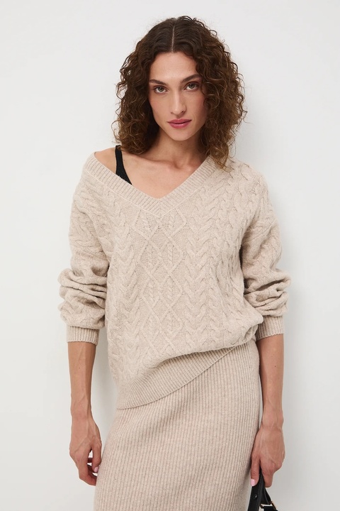 Medicine sweter damski kolor beżowy ciepły - zdjęcie produktu nr 1