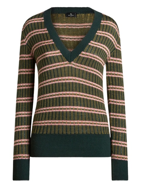 ETRO striped V-neck sweater - Green - zdjęcie produktu nr 1