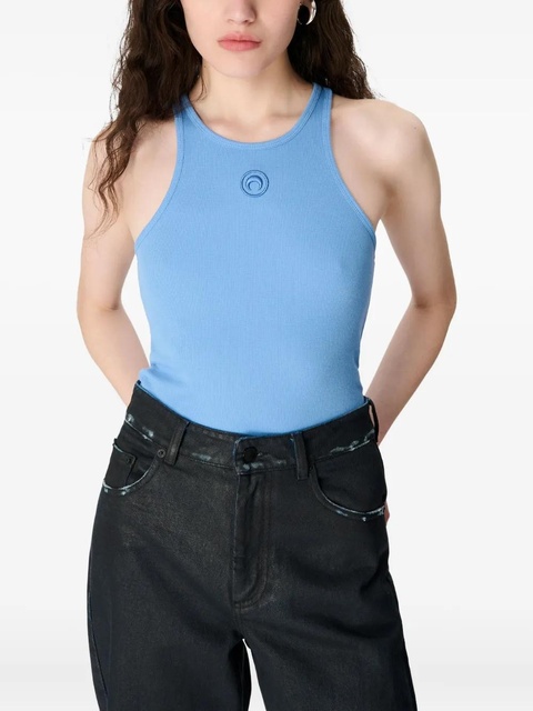 Marine Serre logo ribbed-jersey tank top - Blue - zdjęcie produktu nr 2