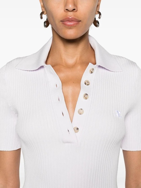 Courrèges Iconic rib-knit polo shirt - Purple - zdjęcie produktu nr 2