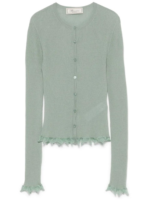Blumarine lettuce-hem cardigan - Green - zdjęcie produktu nr 1