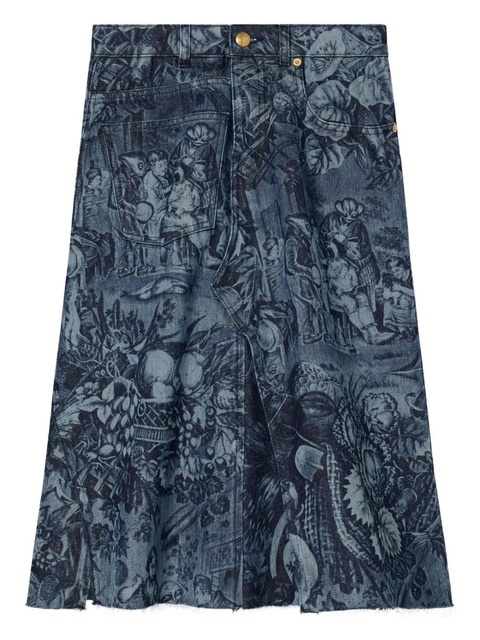 Tory Burch printed denim skirt - Blue - zdjęcie produktu nr 1