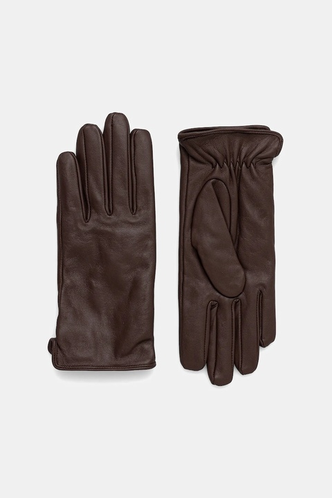 Medicine rękawiczki skórzane damskie kolor brązowy - zdjęcie produktu nr 2