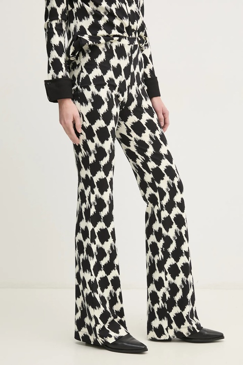 DIANE VON FURSTENBERG spodnie damskie kolor czarny dzwony high waist DVFPL4S002 - zdjęcie produktu nr 1