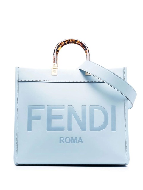 Fendi Sunshine logo-debossed leather tote - Blue - zdjęcie produktu nr 1