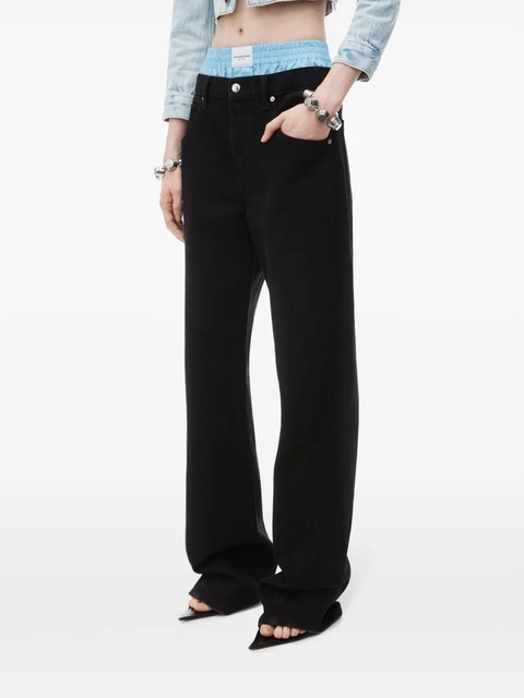 Alexander Wang layered wide-leg jeans - Black - zdjęcie produktu nr 2