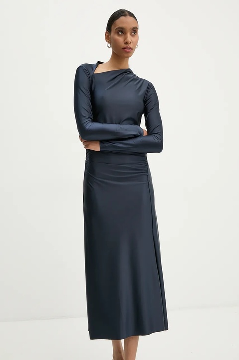 Day Birger et Mikkelsen sukienka Lori - Glossy Stretch kolor granatowy maxi dopasowana DAY65243441 - zdjęcie produktu nr 1