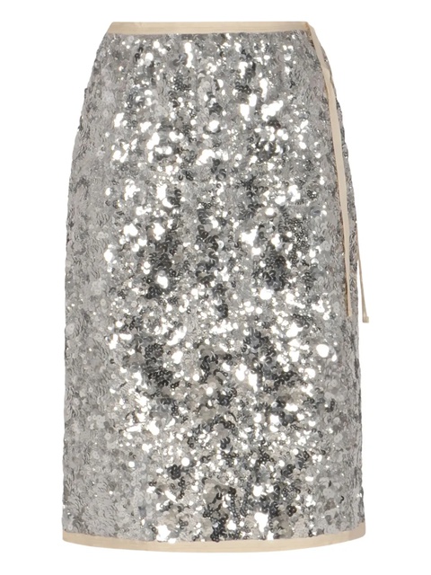 Prada sequin-embellished side-tie midi skirt - Grey - zdjęcie produktu nr 1