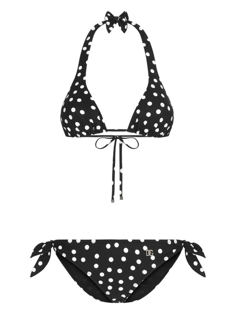 Dolce & Gabbana polka dot-print triangle bikini set - Black - zdjęcie produktu nr 1