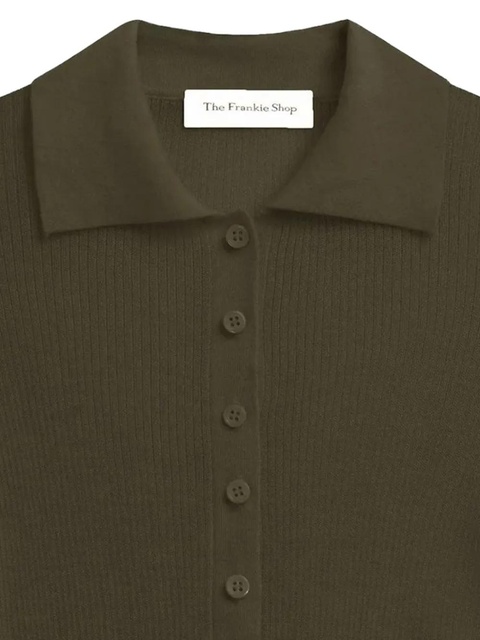 The Frankie Shop Solana buttoned polo shirt - Green - zdjęcie produktu nr 2