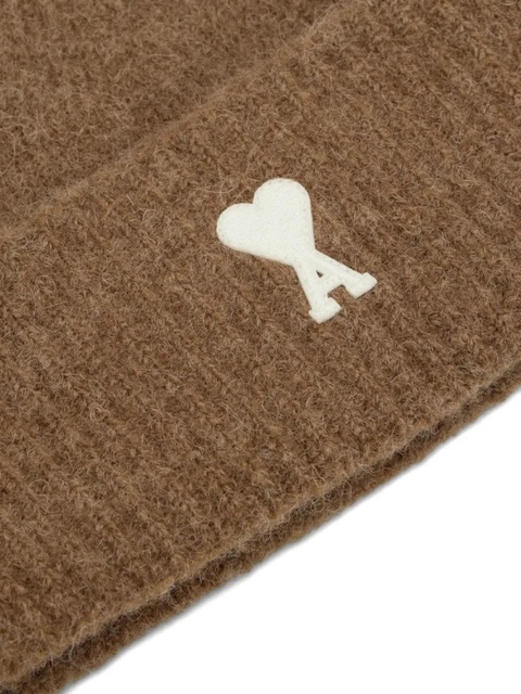 AMI Paris striped Ami De Coeur beanie - Brown - zdjęcie produktu nr 2