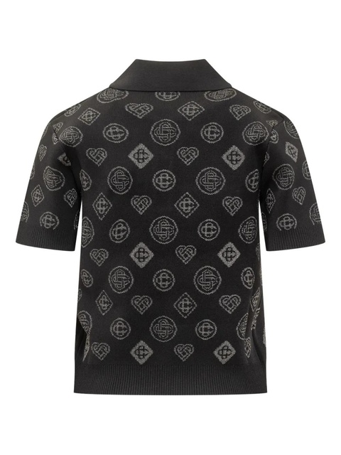 Casablanca jacquard buttoned polo shirt - Black - zdjęcie produktu nr 1