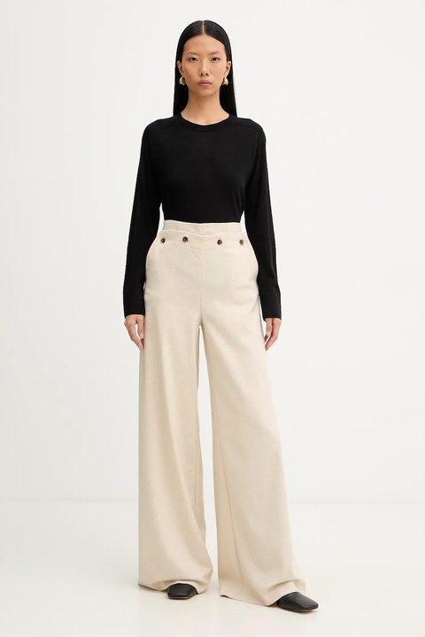 MAX&Co. spodnie damskie kolor beżowy szerokie high waist 2526136124200 - zdjęcie produktu nr 2