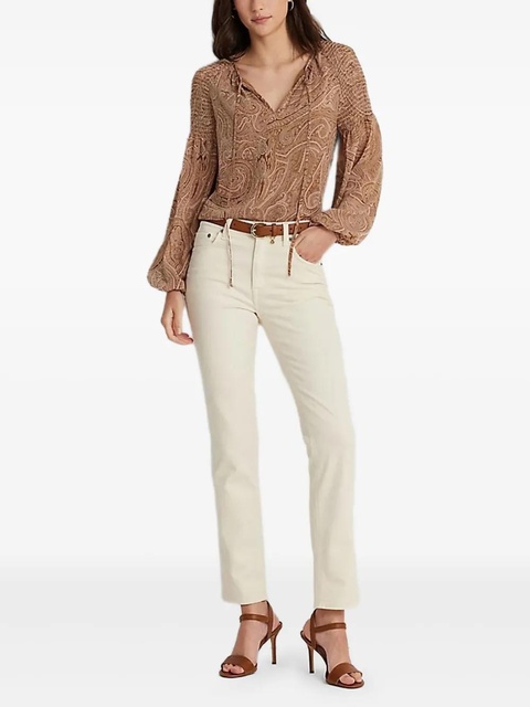 Lauren Ralph Lauren printed balloon-sleeve blouse - Brown - zdjęcie produktu nr 1