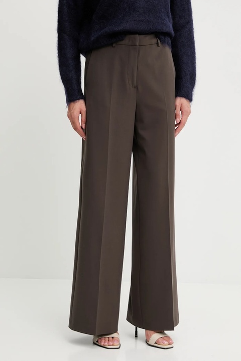 Blugirl Blumarine spodnie damskie kolor brązowy szerokie high waist RF5090.T5771 - zdjęcie produktu nr 1