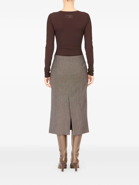 MM6 Maison Margiela rear-slit midi skirt - Brown - zdjęcie produktu nr 1