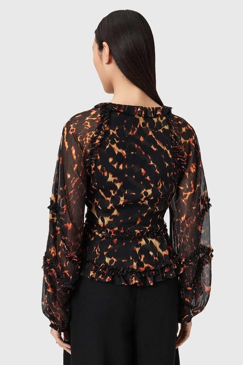 AllSaints bluzka damska kolor brązowy wzorzysta W052PD - zdjęcie produktu nr 2