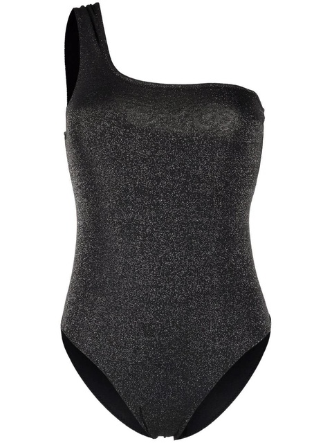 GANNI glitter-detail one-shoulder swimsuit - Black - zdjęcie produktu nr 1