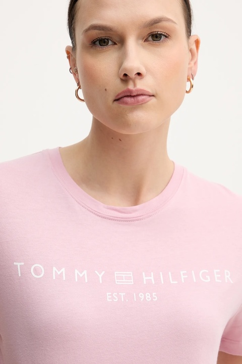 Tommy Hilfiger t-shirt bawełniany damski kolor różowy WW0WW40276 - zdjęcie produktu nr 2