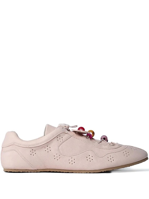 Cecilie Bahnsen beaded lace-up leather sneakers - Pink - zdjęcie produktu nr 1