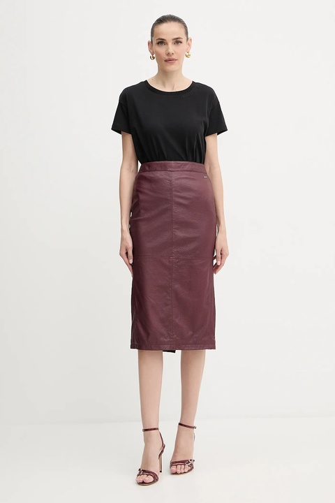 Armani Exchange spódnica skórzana kolor bordowy midi ołówkowa XW001239 AF16212 - zdjęcie produktu nr 2