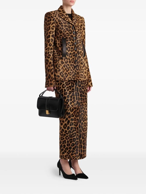 KHAITE leopard print slit maxi skirt - Brown - zdjęcie produktu nr 2