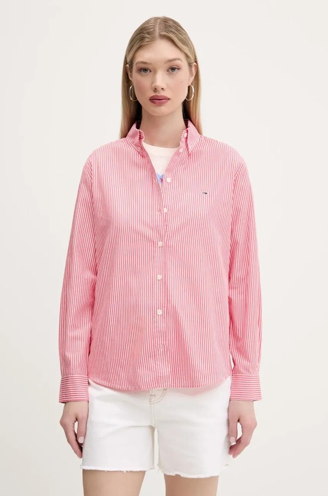 Tommy Jeans koszula bawełniana damska kolor różowy relaxed z kołnierzykiem klasycznym DW0DW20290 - zdjęcie produktu nr 1