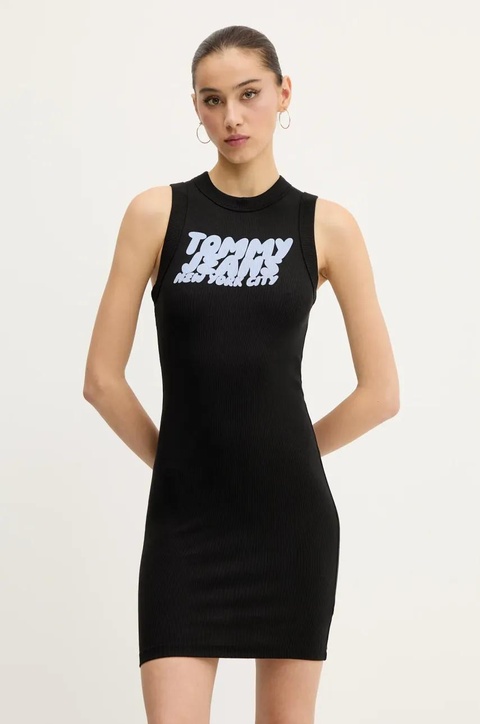 Tommy Jeans sukienka kolor czarny mini dopasowana DW0DW21351 - zdjęcie produktu nr 1