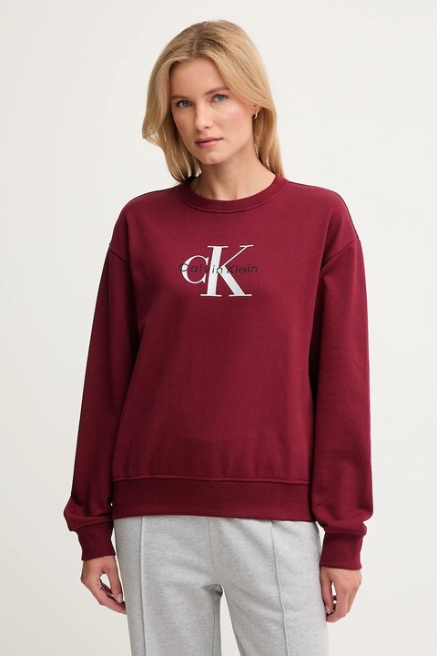 Calvin Klein Jeans bluza damska kolor bordowy z nadrukiem LV047B234G - zdjęcie produktu nr 1