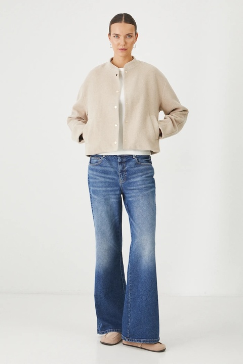 Medicine kurtka z domieszką wełny damska kolor beżowy przejściowa oversize - zdjęcie produktu nr 1