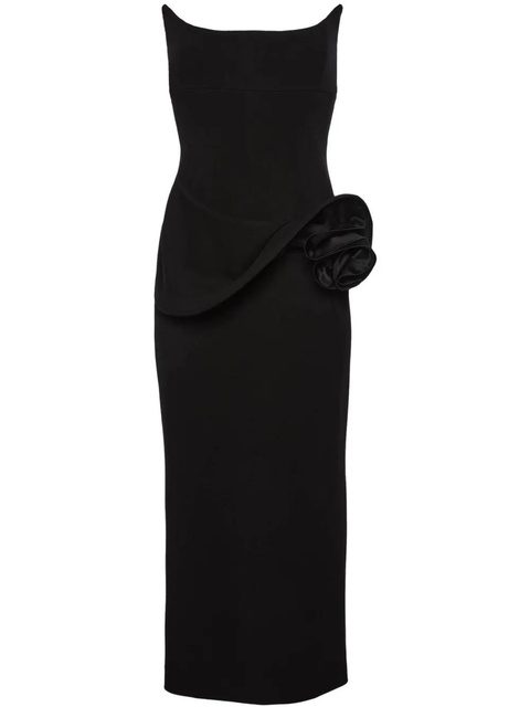 Magda Butrym floral-appliqué bustier midi dress - Black - zdjęcie produktu nr 1