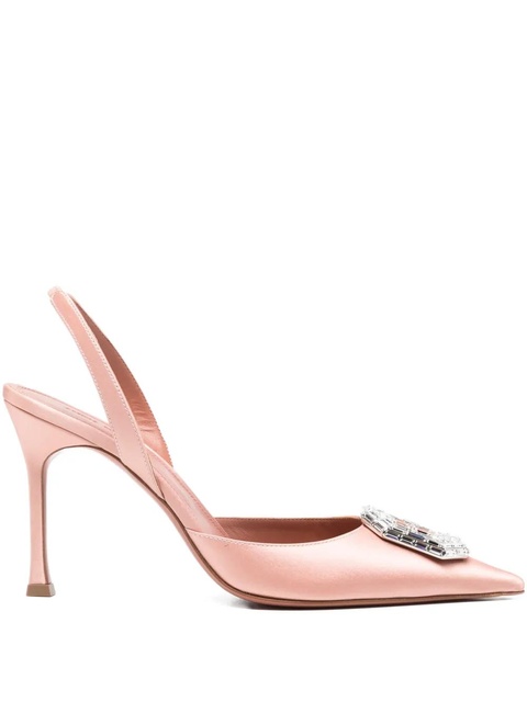 Amina Muaddi 100mm Camelia slingback embellished 90 pump - Pink - zdjęcie produktu nr 1