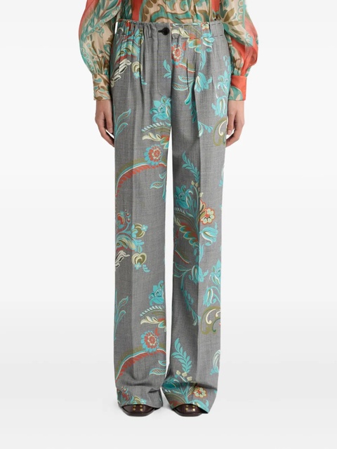 ETRO floral-print pleated trousers - Grey - zdjęcie produktu nr 1