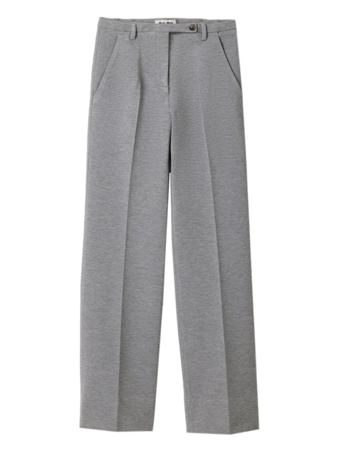 Miu Miu embroidered-logo trousers - Grey - zdjęcie produktu nr 1