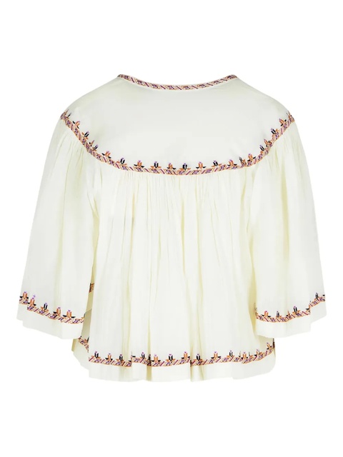 ISABEL MARANT Felicity embroidered draped-sleeve blouse - Neutrals - zdjęcie produktu nr 2