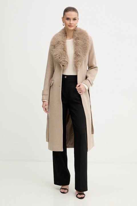 Morgan płaszcz z dodatkiem wełny kolor beżowy GPEAKS - zdjęcie produktu nr 2