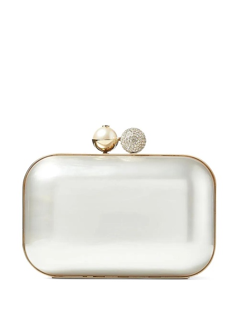 Jimmy Choo Cloud crystal-embellished metallic clutch bag - Silver - zdjęcie produktu nr 2