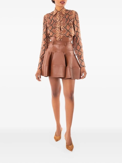 ZIMMERMANN Hypnotic leather ruffled miniskirt - Brown - zdjęcie produktu nr 1