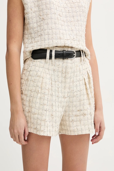 IRO szorty z domieszką lnu damskie kolor beżowy wzorzyste high waist WP30XAGA - zdjęcie produktu nr 1