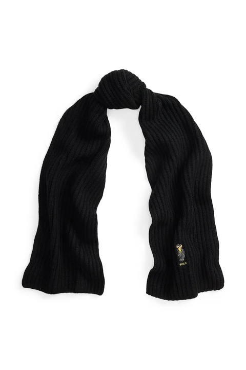 Polo Ralph Lauren szalik z dodatkiem wełny damski kolor czarny wzorzysty 455P04660 - zdjęcie produktu nr 1