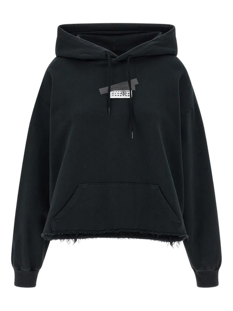 MM6 Maison Margiela gauze frayed hoodie - Black - zdjęcie produktu nr 2