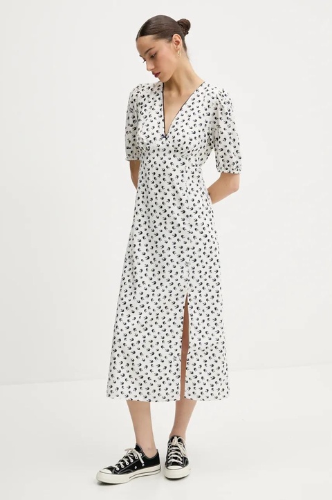 Tommy Jeans sukienka kolor beżowy midi prosta DW0DW20336 - zdjęcie produktu nr 1