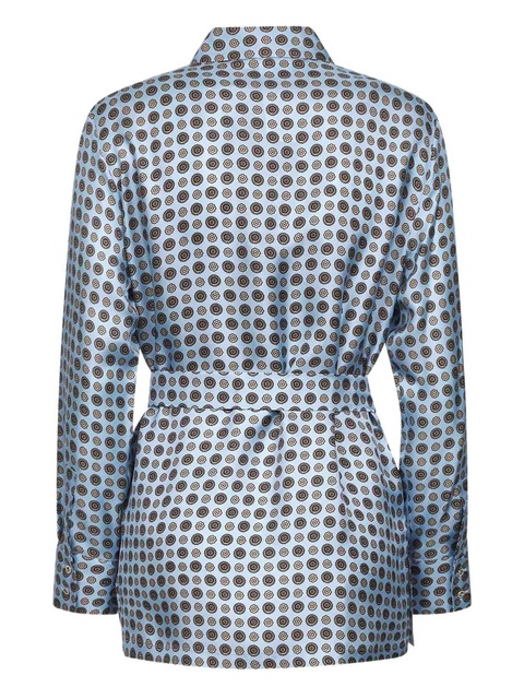 Max Mara geometric-print tie-belt shirt - Blue - zdjęcie produktu nr 2