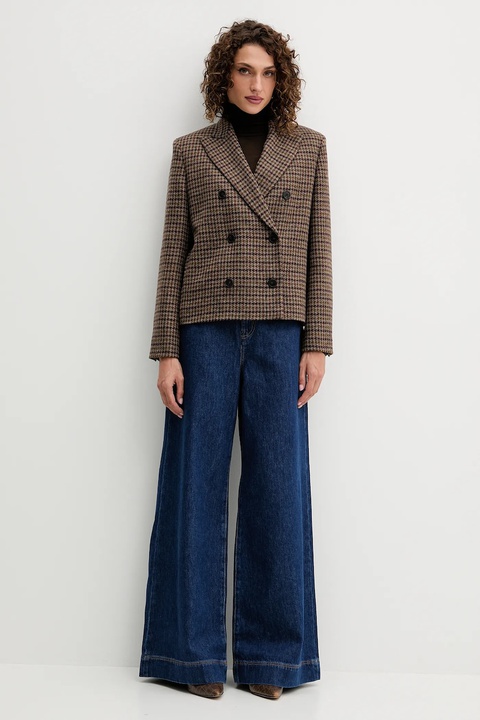 Weekend Max Mara longsleeve z dodatkiem wełny TESEO kolor brązowy z golfem 2525946052600 - zdjęcie produktu nr 2