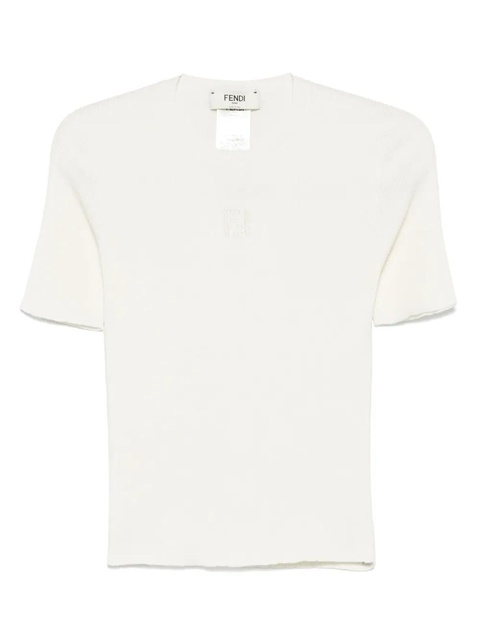 FENDI silk-cotton blend t-shirt - F08QQ OFF WHITE - zdjęcie produktu nr 1