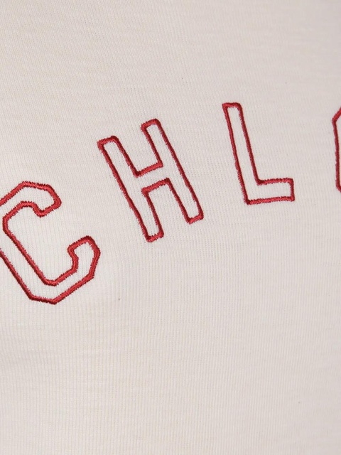 Chloé embroidered-logo ribbed top - White - zdjęcie produktu nr 2
