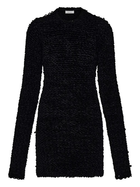 Ferragamo astrakhan-effect long-sleeve mini dress - Black - zdjęcie produktu nr 1