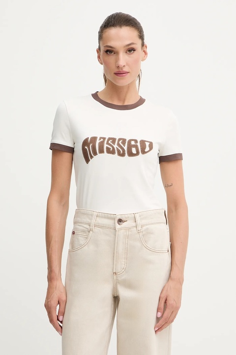 Miss Sixty t-shirt damski kolor beżowy 6S3SJ51500 - zdjęcie produktu nr 1