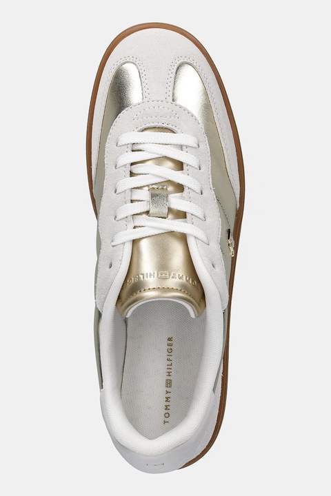Tommy Hilfiger sneakersy skórzane MU JACKIE METALLIC damskie kolor beżowy FW0FW09026 - zdjęcie produktu nr 2